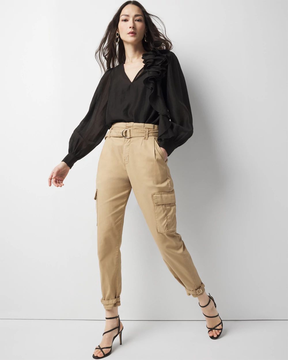 【Velvet】 Mid-rise tapered fauxレザーパンツ Extra High-Rise Tapered Faux Leather Pants | White House
